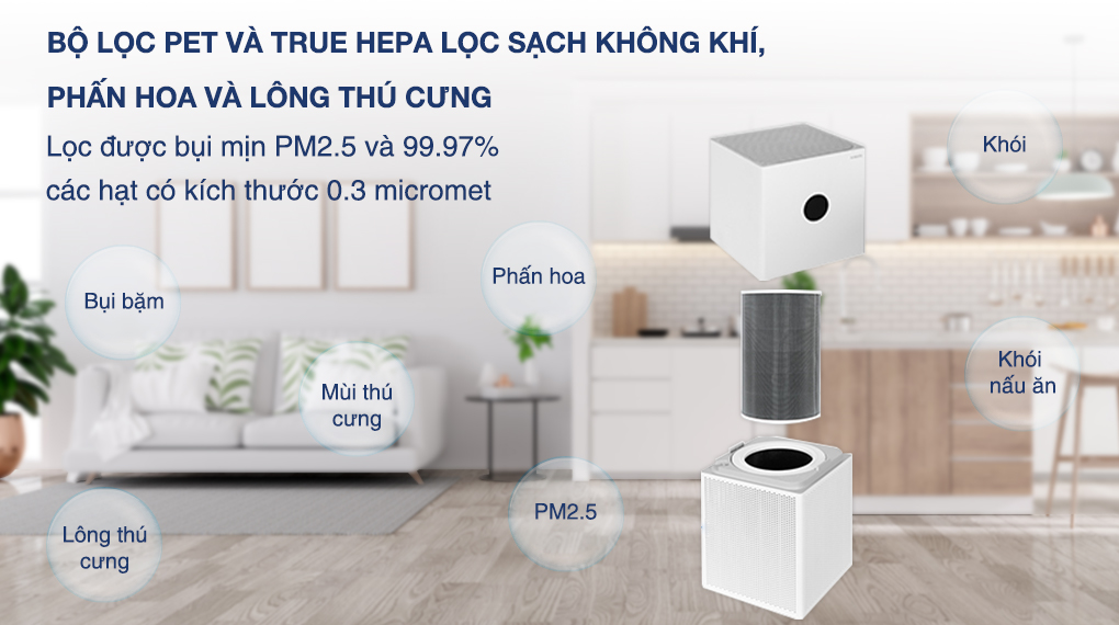 Máy lọc không khí Xiaomi Smart Air Purifier 4 lite có khả năng lọc bụi mịn P2.5