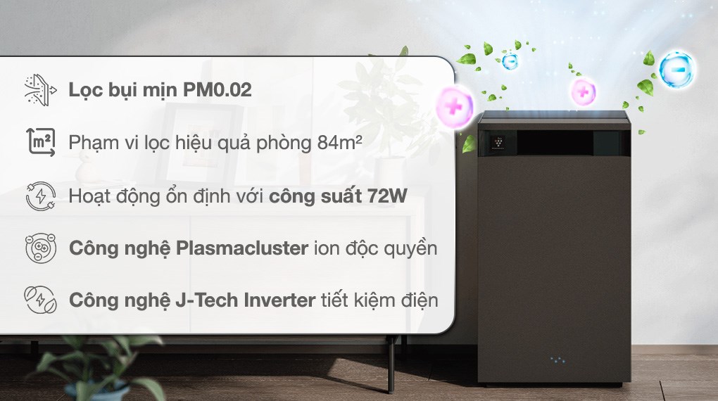 Máy lọc không khí Sharp FX-S120V-H hoạt động dựa trên công nghệ Plasmacluster ion là công nghệ độc quyền đến từ nhà Sharp