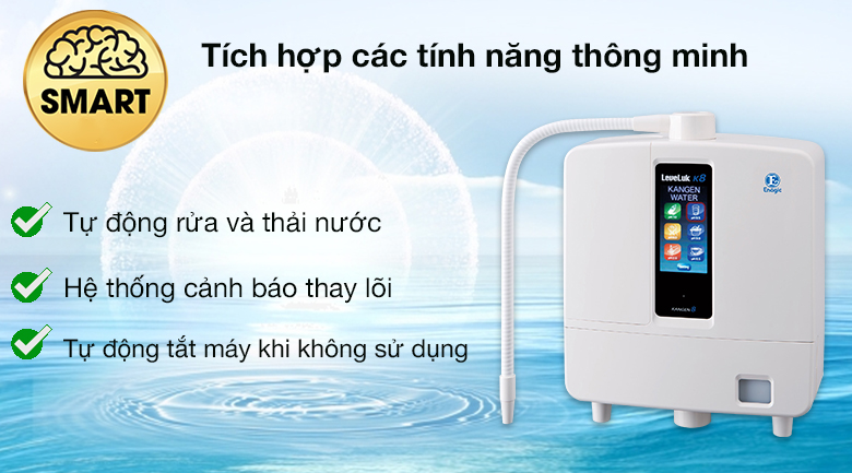 Máy lọc nước ion kiềm Kangen LeveLuk K8 8 tấm điện cực có tích hợp các tính năng thông minh