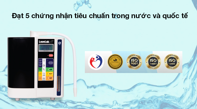Máy lọc nước ion kiềm Kangen LeveLuk SD501 7 tấm điện cực đạt 5 chứng nhận tiêu chuẩn trong nước và quốc tế