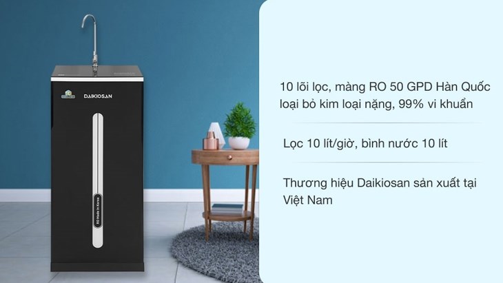 Máy lọc nước RO Daikiosan DXW-42010H 10 lõi sử dụng hệ thống 10 lõi lọc cùng công nghệ lọc RO cho nguồn nước sạch và đầy đủ khoáng chất