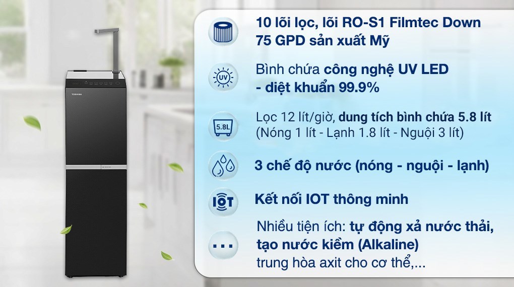 Máy lọc nước RO nóng lạnh tủ đứng Toshiba TWP-W2396SVN(M) 10 lõi (imei)
