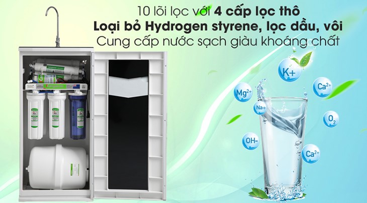Máy lọc nước RO Hydrogen Kangaroo KG400HD 5 lõi có khả năng cung cấp nước sạch giàu khoáng chất