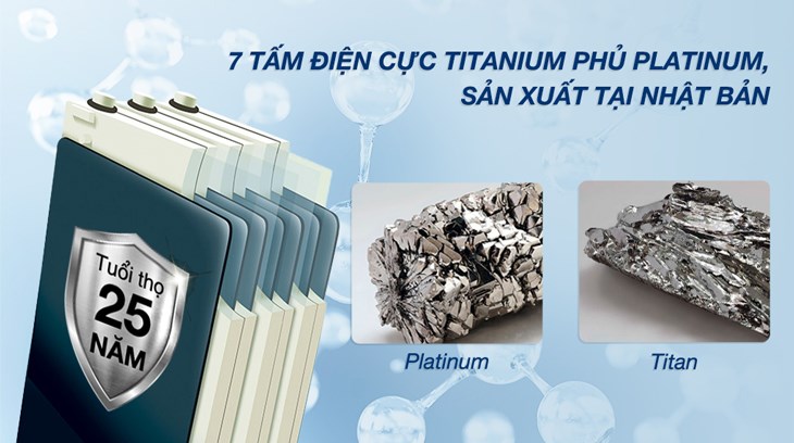 Máy lọc nước ion kiềm Kangen LeveLuk SD501 được trang bị công nghệ điện phân 7 tấm điện cực titan phủ platinum nguyên khối cao cấp