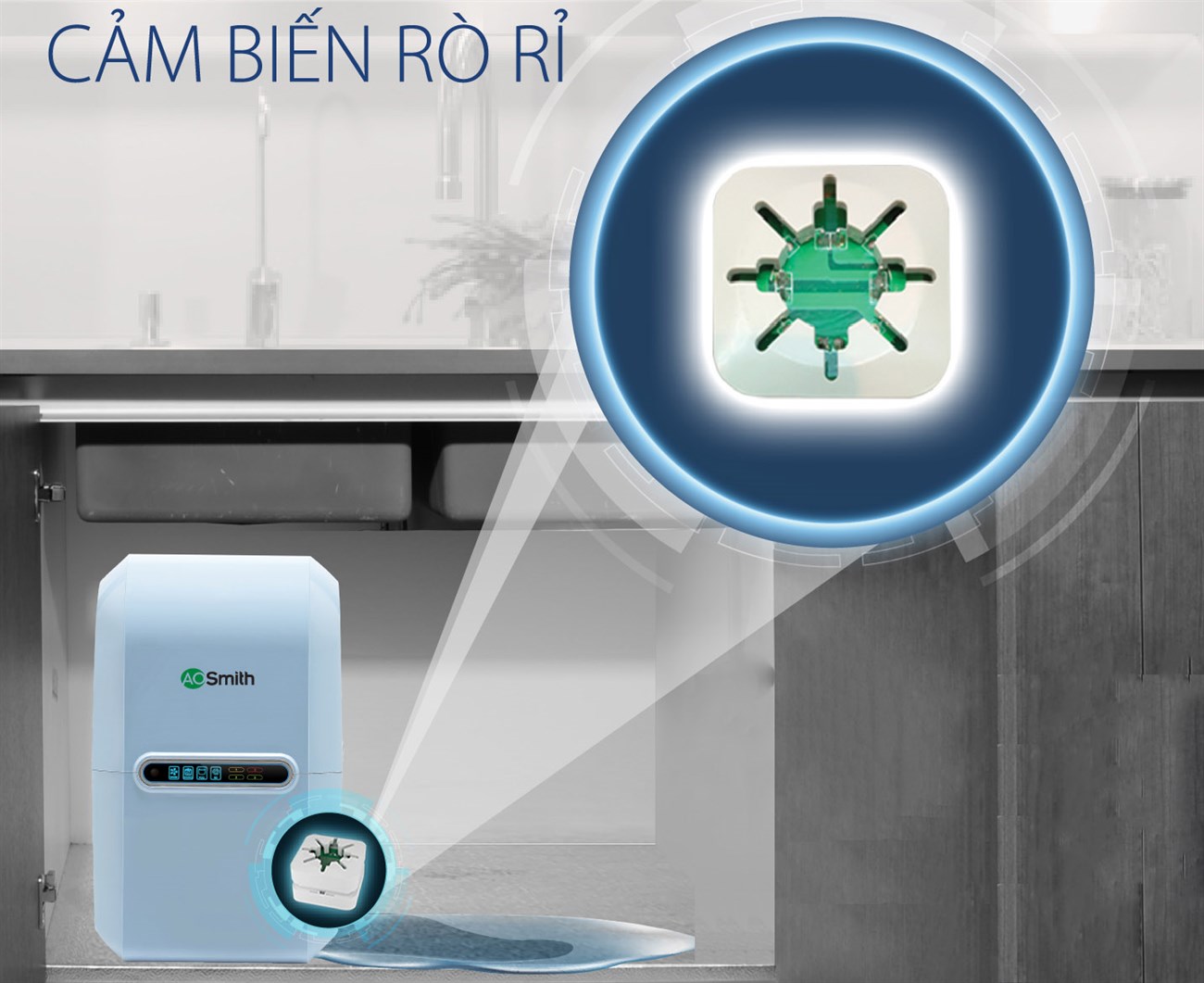 Máy lọc nước thông minh có van cảnh báo rò rỉ nước