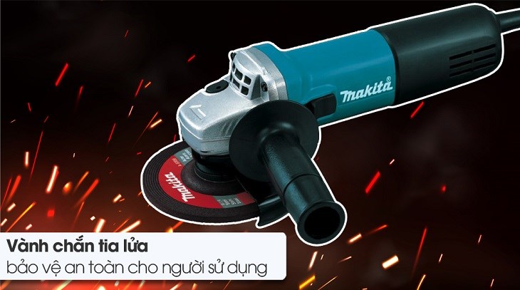 Máy mài góc Makita 9558HN 840W được trang bị vành chắn tia lửa tránh gây bỏng trong quá trình làm việc