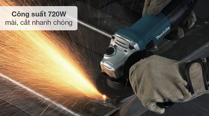 Máy mài góc Makita GA4030 720W sở hữu công suất hoạt động mạnh mẽ, nhanh chóng lên tới 720W