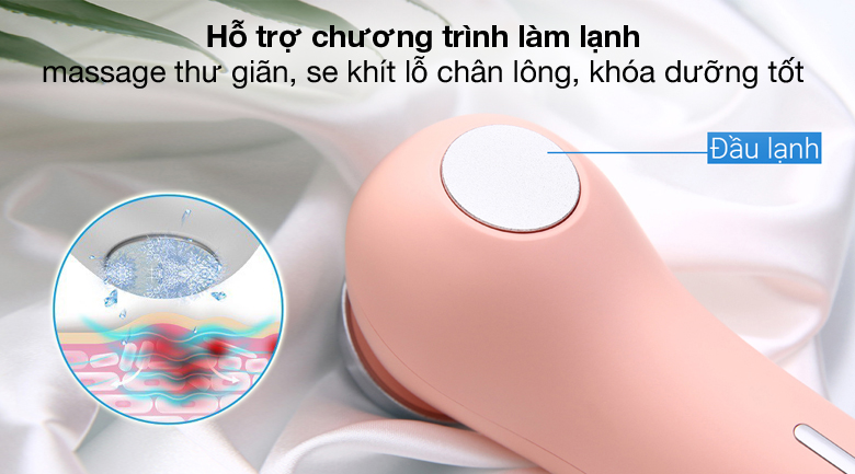 Máy massage mặt Halio Ion Hot & Cool Coral có khả năng massage làm se khít các lỗ chân lông giúp da mịn màng, trẻ trung