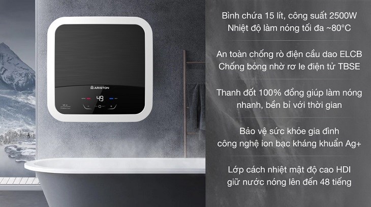 Máy nước nóng gián tiếp 15 lít Ariston AN2 15 LUX-D AG+ an toàn cho người sử dụng