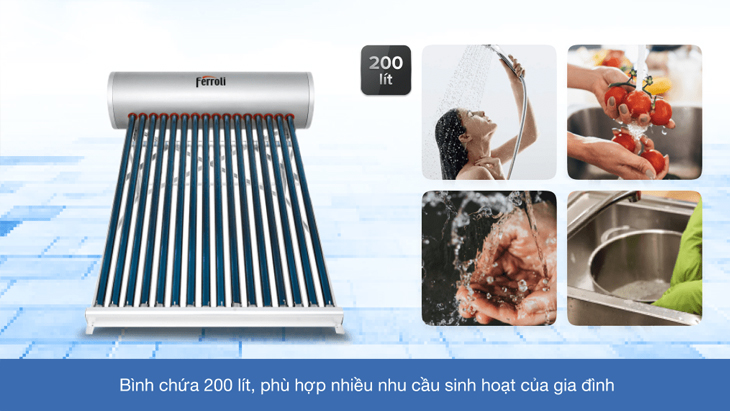 Dung tích bình chứa lớn, phù hợp nhiều gia đình