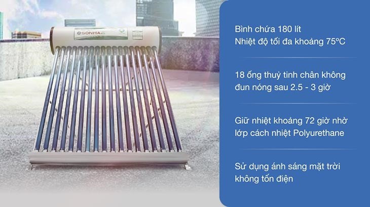 Máy nước nóng năng lượng mặt trời Sơn Hà 180 lít Eco 58-180