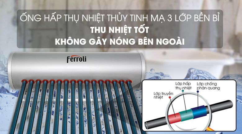 Máy nước nóng năng lượng mặt trời Ferroli Ecosun 16OCK 200 lít