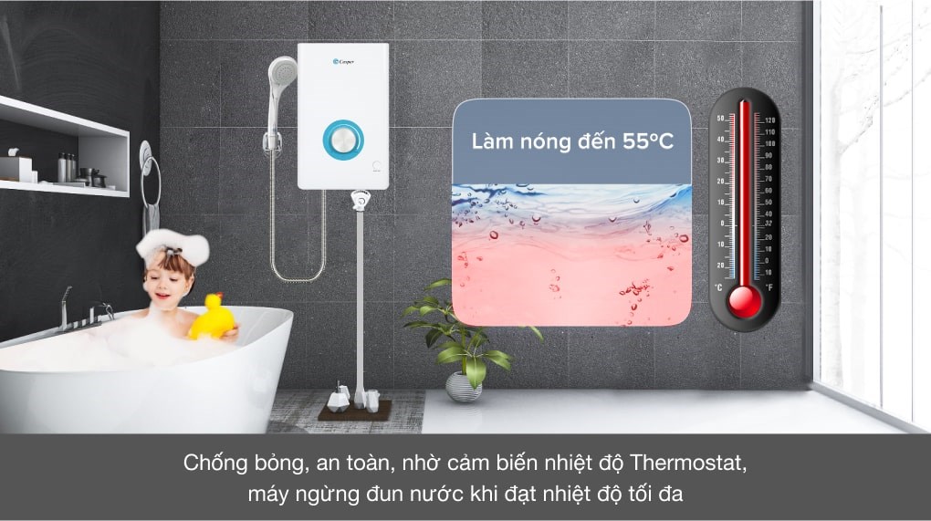 Máy nước nóng trực tiếp Casper 4500W EN-45TH11 được trang bị hệ thống kiểm soát nhiệt độ
