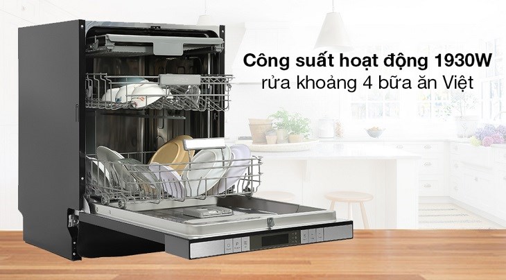 Máy rửa chén bán âm Hafele HDW-SI60AB sở hữu công suất 1930W cho khả năng làm sạch chén bát tối ưu