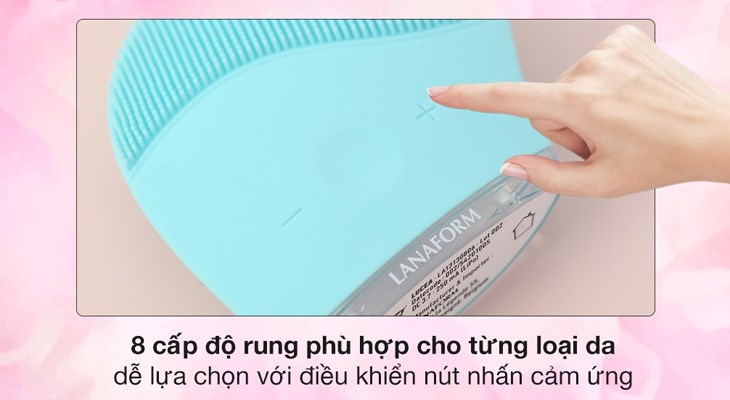 Máy rửa mặt Lanaform có 8 cấp độ rung khác nhau cho phép bạn dễ dàng điều chỉnh sao cho phù hợp với làn da của mình