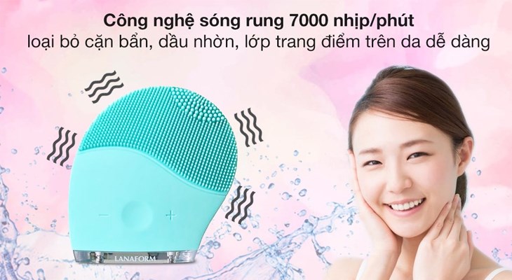 Máy rửa mặt và massage Lanaform Lucea LA13130806 được trang bị công nghệ sóng rung, giúp đánh bay bụi bẩn và bã nhờn nhanh chóng