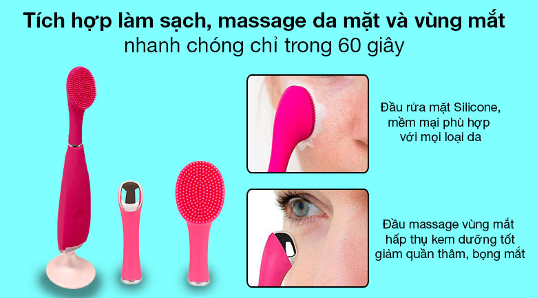 Máy rửa mặt và massage vùng mắt Rio FARA được tích hợp 2 công nghệ làm đẹp giúp người dùng tối ưu hóa thời gian chăm sóc da