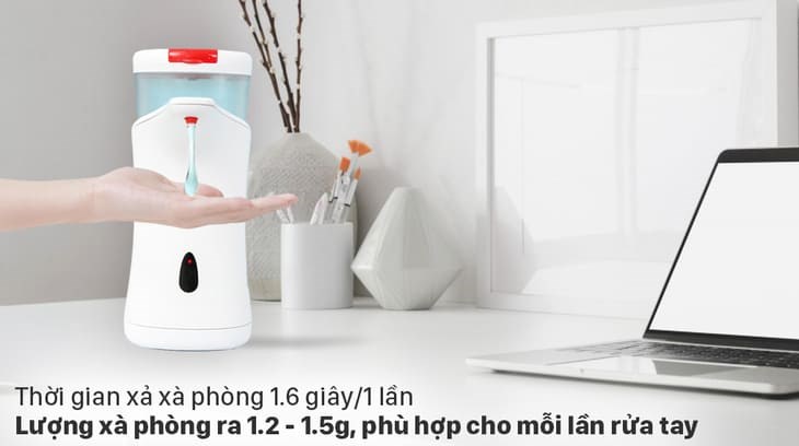 Máy rửa tay Deerma cho lượng xà phòng ra khoảng 1.2 - 1.5g, phù hợp cho mỗi lần rửa tay