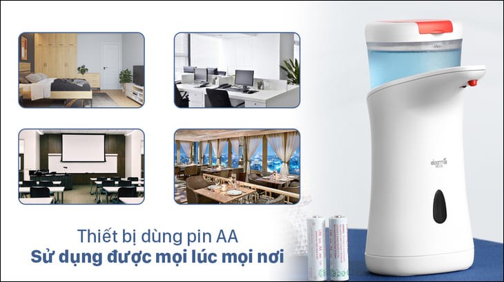 Máy rửa tay Deerma dùng pin AA nên sử dụng được mọi lúc mọi nơi