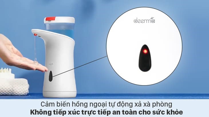 Tính năng cảm biến hồng ngoại giúp người dùng không phải tiếp xúc trực tiếp với vòi xịt xà phòng, ngăn ngừa vi khuẩn lây lan