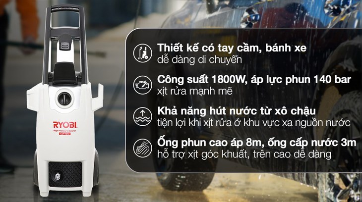 Máy phun xịt rửa áp lực cao Ryobi AJP-1610 1800W được bán với giá 3.962.000 đồng (cập nhật 29/04/2023 và có thể thay đổi theo thời gian)