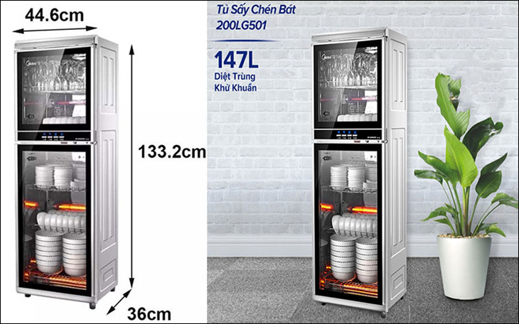 Máy sấy chén Midea áp ứng nhu cầu sử dụng đa dạng với dung tích lớn