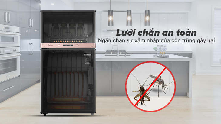 Máy sấy chén Midea thiết kế lưới chắn an toàn