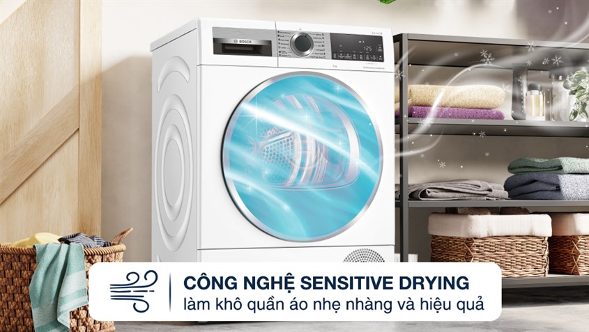 Công nghệ Sensitive Drying chăm sóc từng sợi vải, nâng niu áo quần