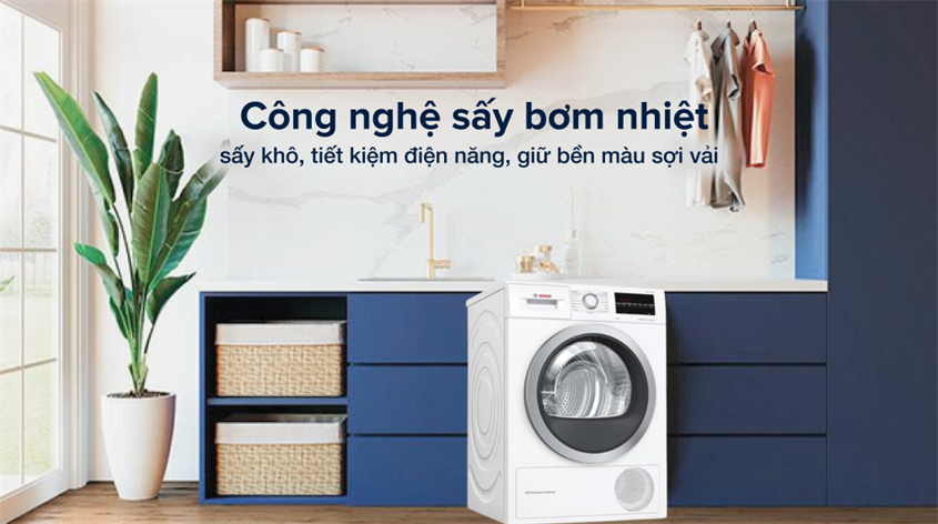 Công nghệ sấy bơm nhiệt là thế mạnh của máy sấy quần áo Bosch