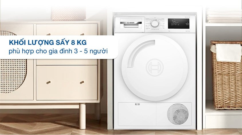 Máy sấy bơm nhiệt Bosch 8 kg WTH83028SG