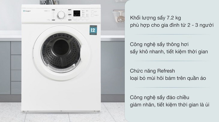 Máy sấy thông hơi Casper 7.2 kg TD-72VWD có giá bán 6.490.000 đồng tại Điện máy XANH (Giá cập nhật vào tháng 06/2023 và có thể thay đổi theo thời gian)