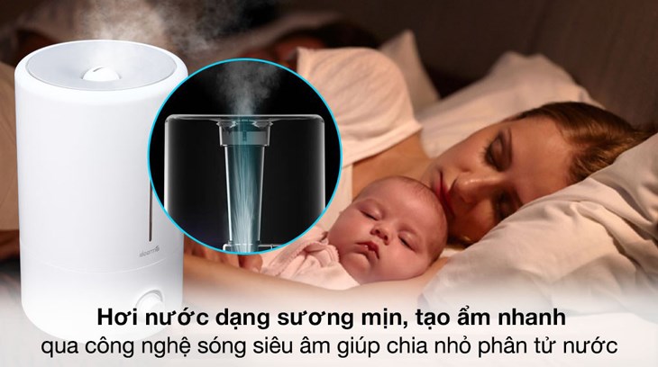Máy tạo ẩm sóng siêu âm tách nhỏ phân tử nước, xuất hơi dạng sương mịn