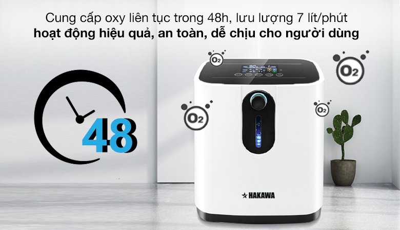 Máy tạo oxy cung cấp oxy liên tục trong 48h