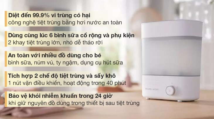 Máy tiệt trùng sấy khô bình sữa Philips Avent SCF293.00 được bán với giá 3.155.000 đồng (cập nhật 07/2023 và có thể thay đổi theo thời gian)