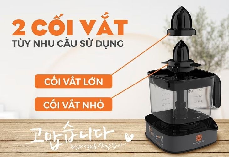 Sản phẩm sở hữu 2 cối vắt lớn, nhỏ đáp ứng đa dạng nhu cầu sử dụng