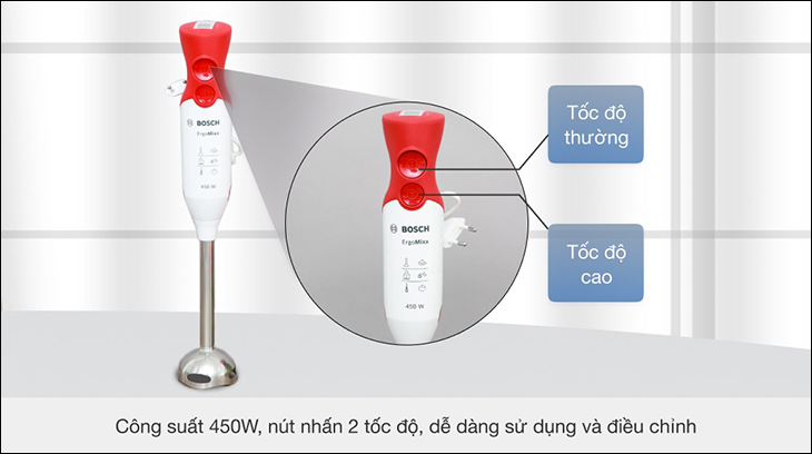 Máy xay cầm tay Bosch có công suất mạnh mẽ với nhiều tốc độ xay