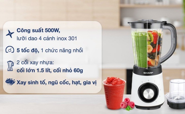 Máy xay sinh tố đa năng Sharp EM-S155PV-WH hiện đang được kinh doanh tại Điện máy XANH với giá 940.000 đồng (giá được cập nhật vào tháng 07/2023, có thể thay đổi theo thời gian)