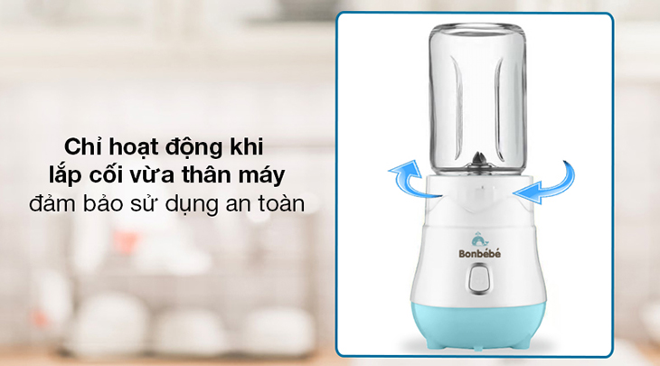 Máy xay mini đa năng Bonbébé BB-39 chỉ hoạt động khi lắp cối vừa thân máy