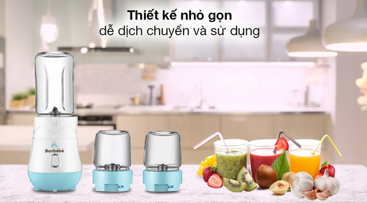Máy xay mini đa năng Bonbébé BB-39 sở hữu thiết kế nhỏ gọn