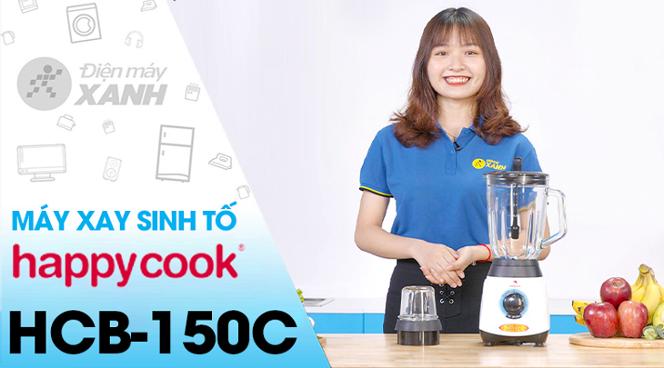 Máy xay sinh tố Happycook HCB-150C sở hữu cối lớn 1.5 lít thích hợp xay rau củ, sinh tố và cối nhỏ 0.2 lít dùng để xay ớt, tiêu tiện dụng