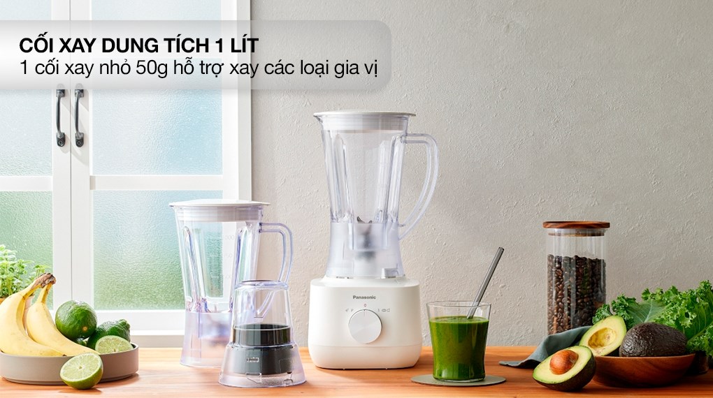 Máy xay sinh tố đa năng Panasonic MX-EP3171WRA có  2 cối xay phù hợp để làm sinh tố, súp và xay hạt, gia vị