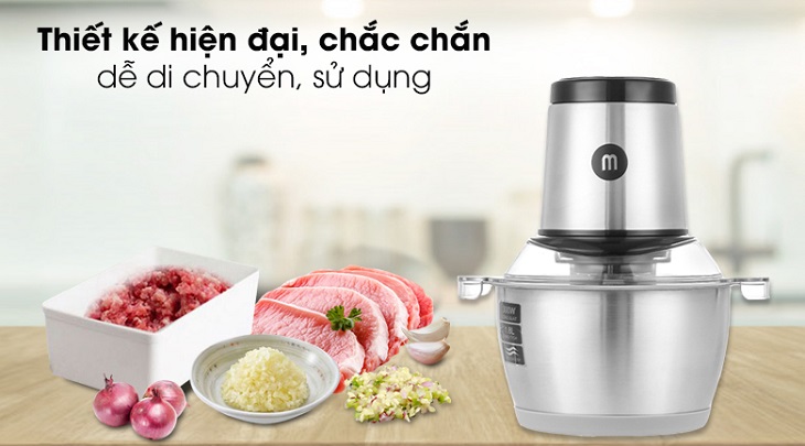 Máy xay thịt Mishio MK-157 có thiết kế hiện đại, chắc chắn