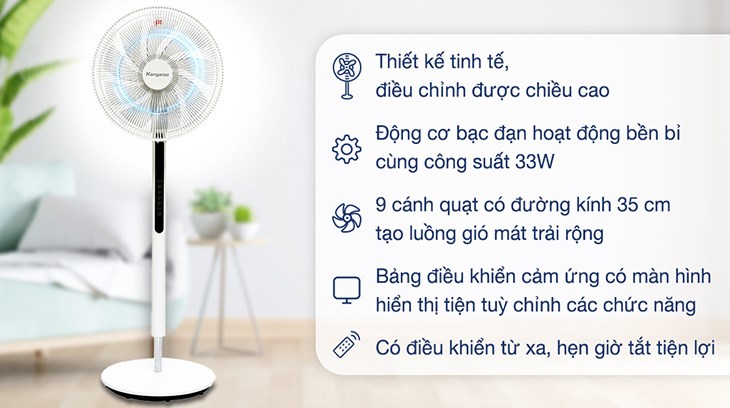 Chỉ nên dùng các chức năng của quạt đứng Kangaroo DC inverter KG729 khi cần thiết