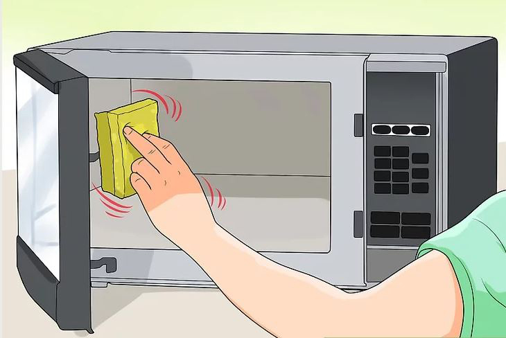 Lau lò vi sóng bằng miếng bọt biển ướt hoặc khăn giấy