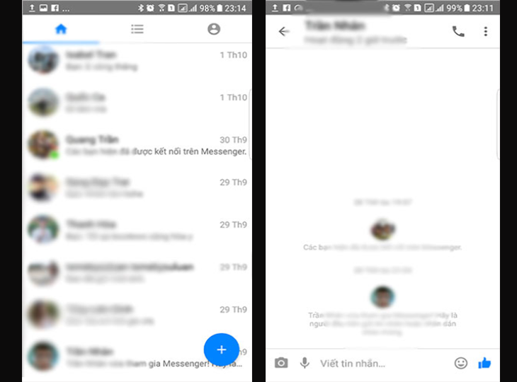 Giao diện Messenger Lite đơn giản