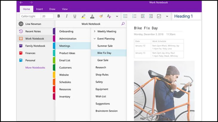 Không gian ghi chú tự do theo cá nhân của OneNote