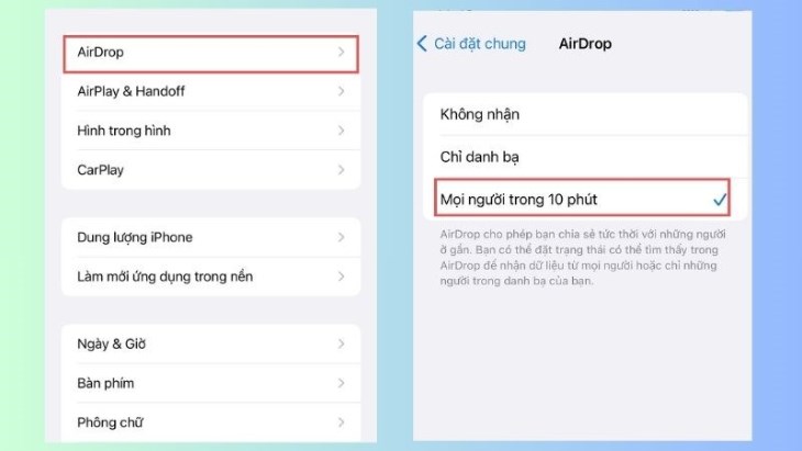 Bật AirDrop để sử dụng tính năng NameDrop