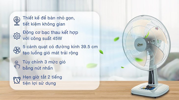 Quạt bàn Lifan B-398 có thiết kế nhỏ gọn, phù hợp sử dụng cho nhiều không gian gia đình