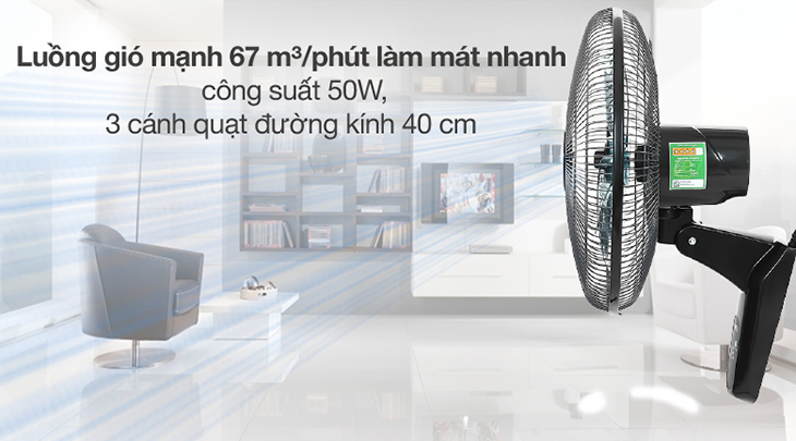Quạt treo AC AWF01A163G trang bị công suất 50W cho luồng gió mạnh làm mát nhanh chóng, hiệu quả