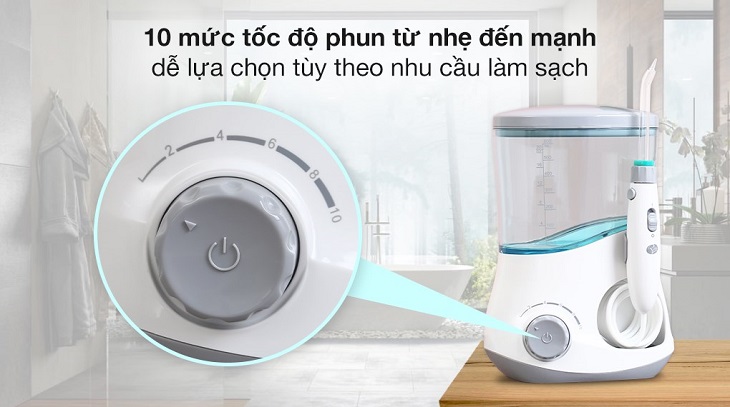 Máy tăm nước có nhiều chế độ làm sạch từ nhẹ đến mạnh giúp phù hợp với nhiều tình trạng răng miệng